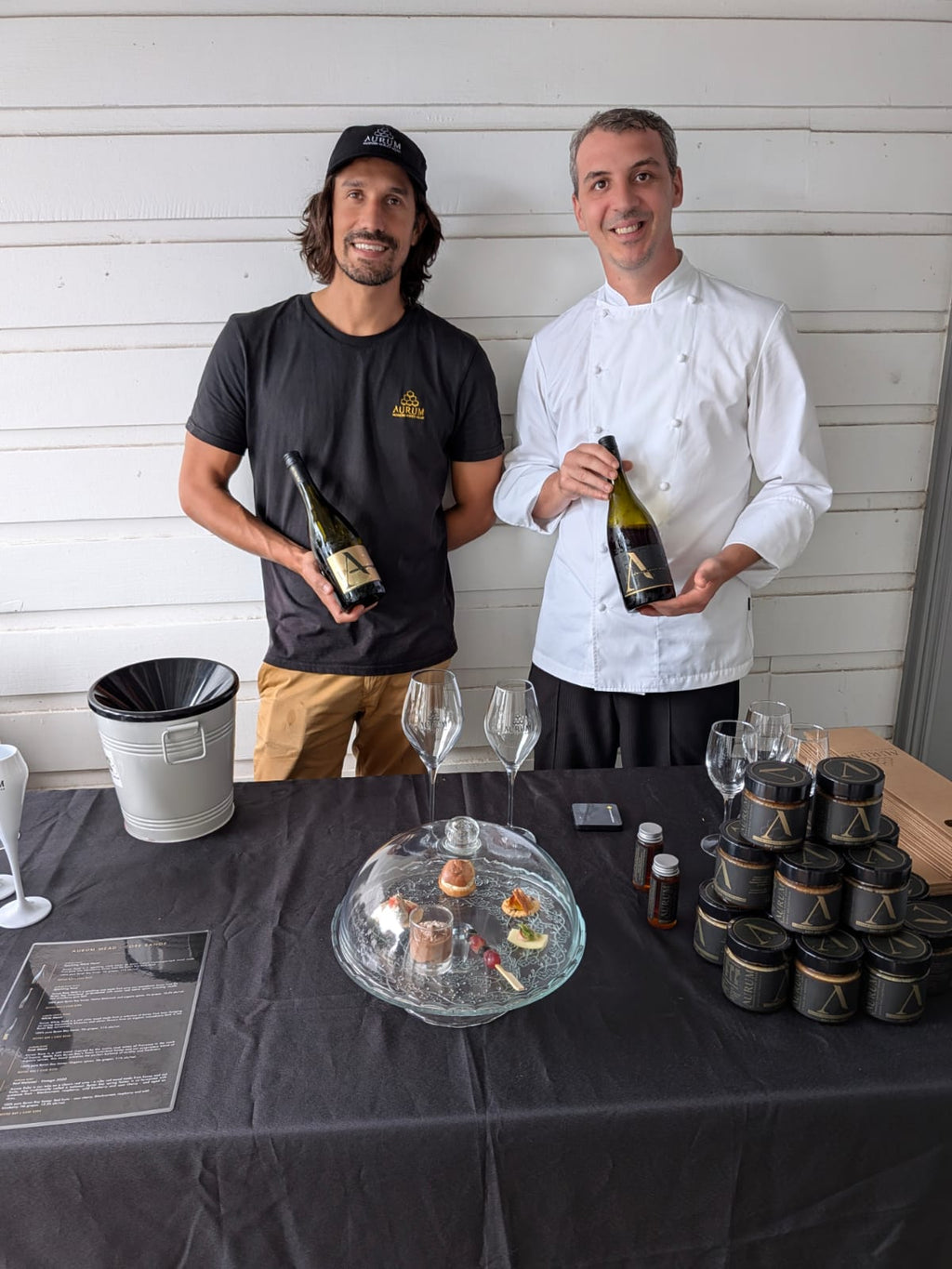 Anto and Louis hosting a wine tasting at AURUM's cellar door