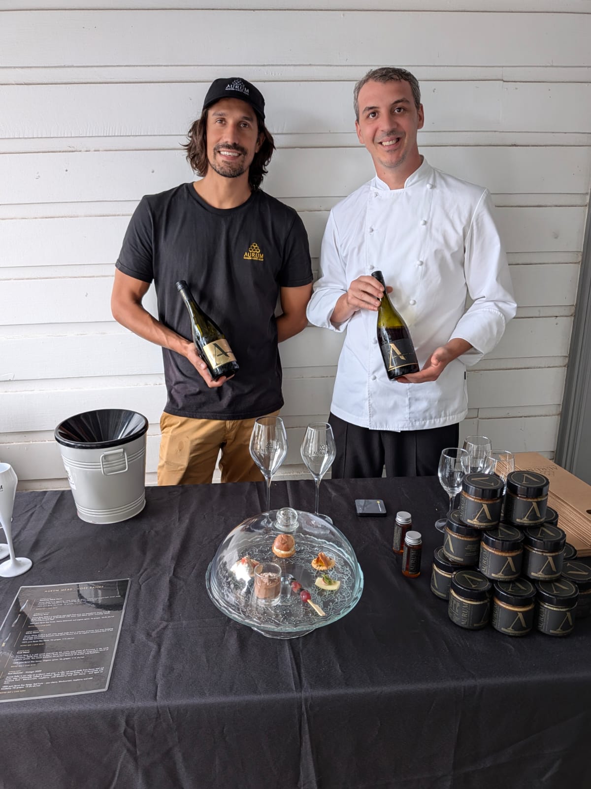 Anto and Louis hosting a wine tasting at AURUM's cellar door