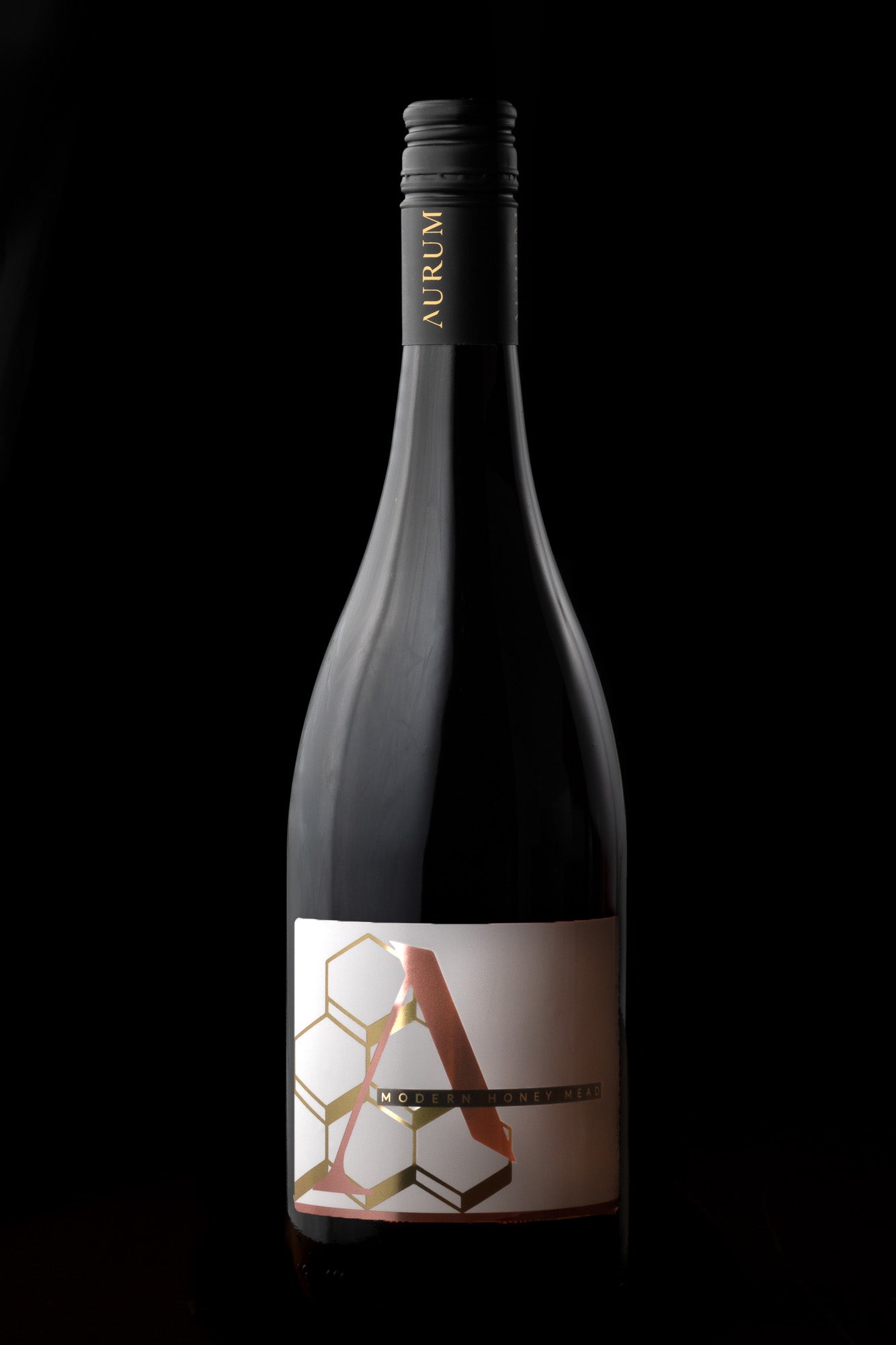 Bottle of Aurum Merlot Pyment, an experimental Manuka honey and Merlot wine