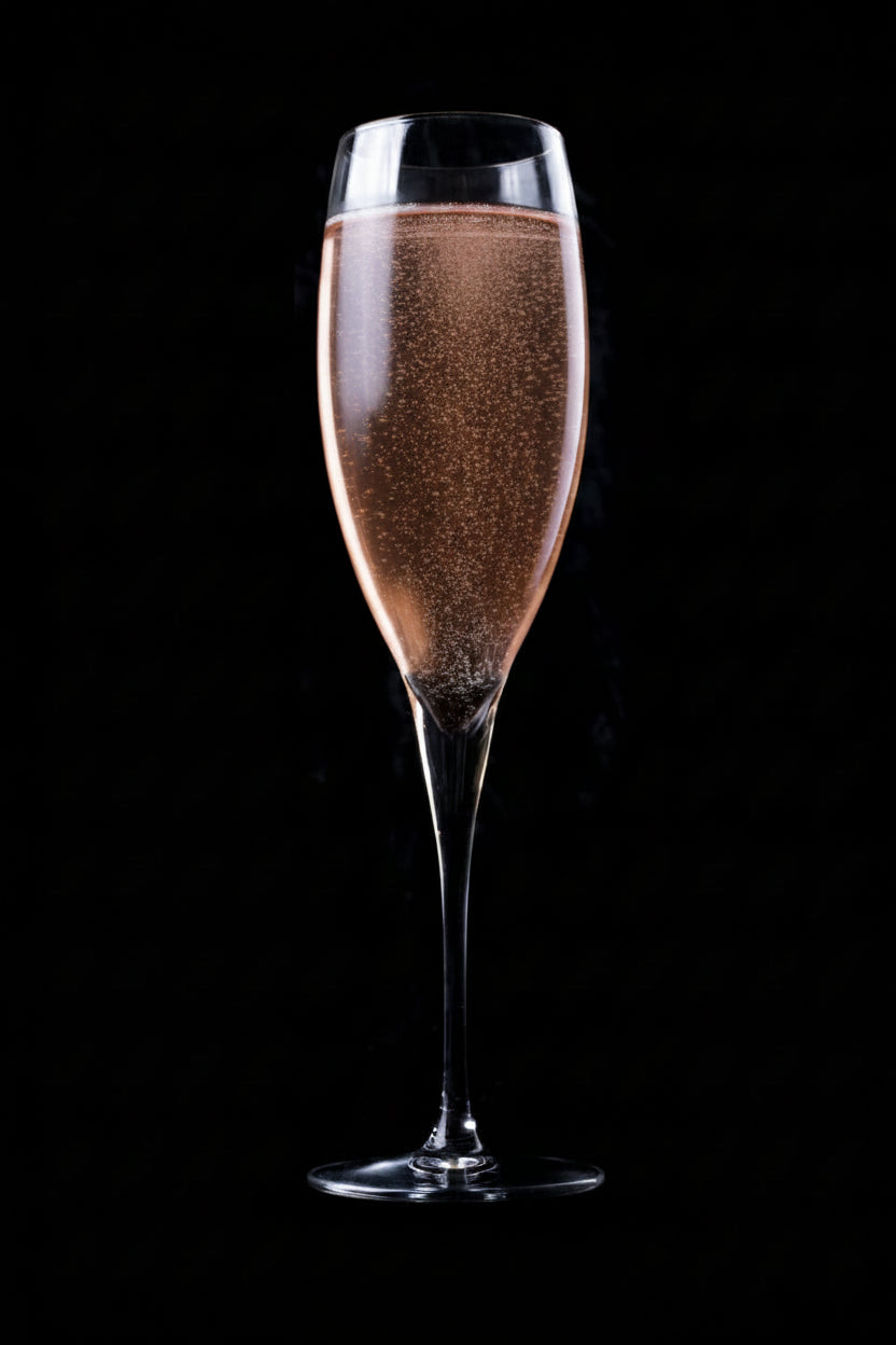 Premium sparking rose in an elegant champagne flute