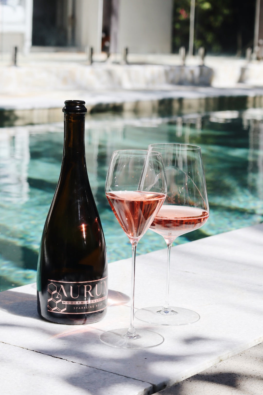 AURUM wines poured for tasting at the Newrybar Hall cellar door by the pool
