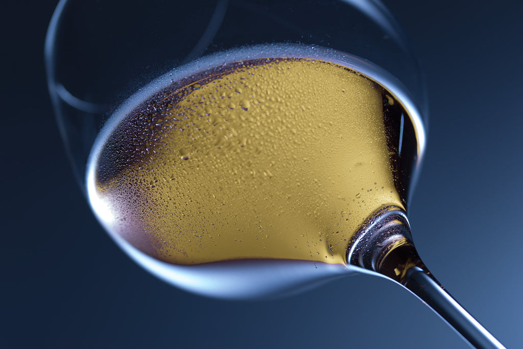A glass of Aurum still Manuka honey wine