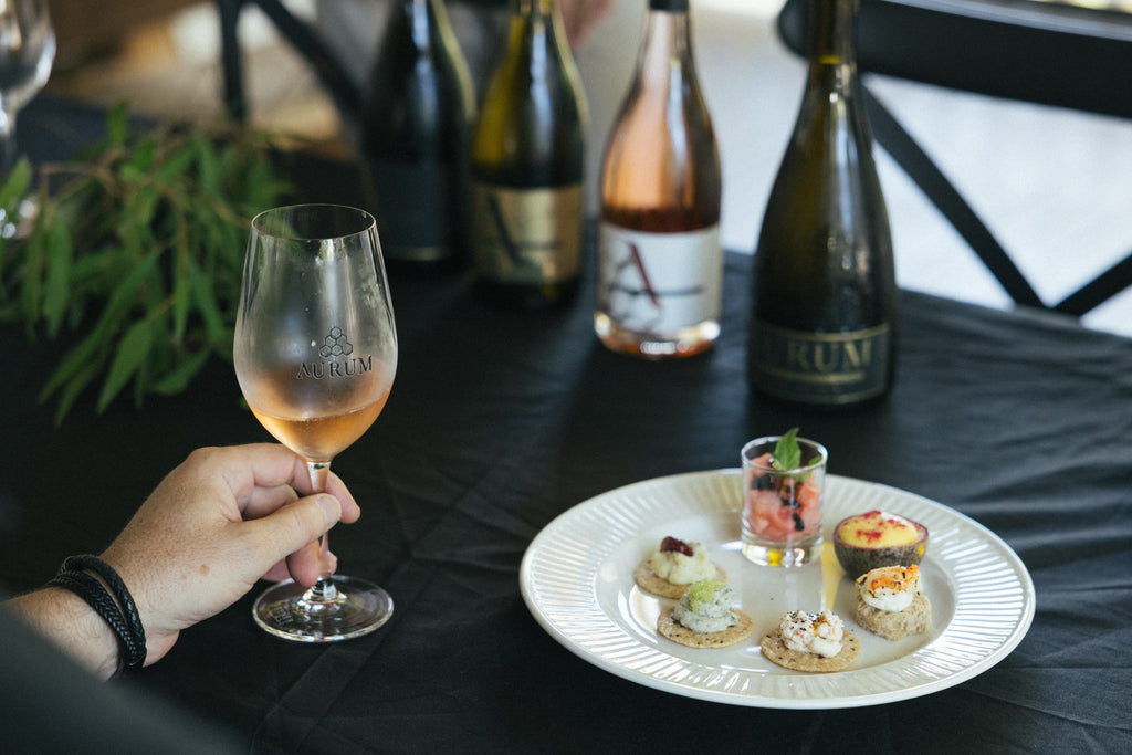 Michelin-curated canapés served at an AURUM cellar door tasting